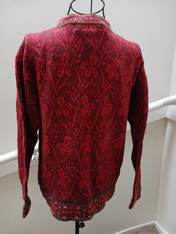 Nomadic Traders Red Patterned Vintage Knit Top | … - image 3