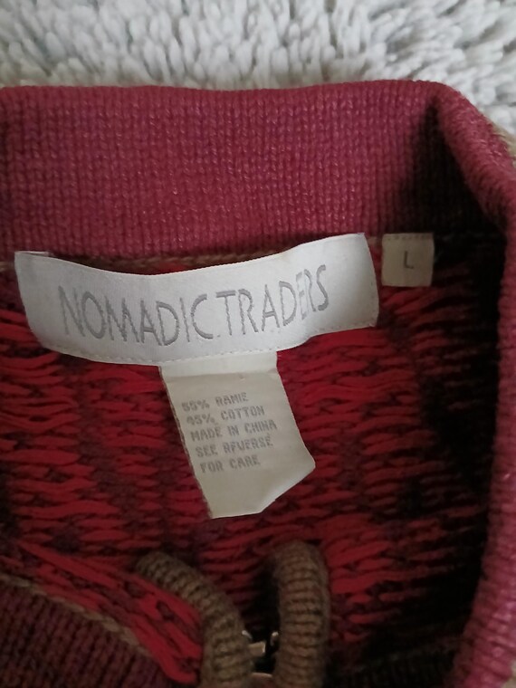 Nomadic Traders Red Patterned Vintage Knit Top | … - image 6