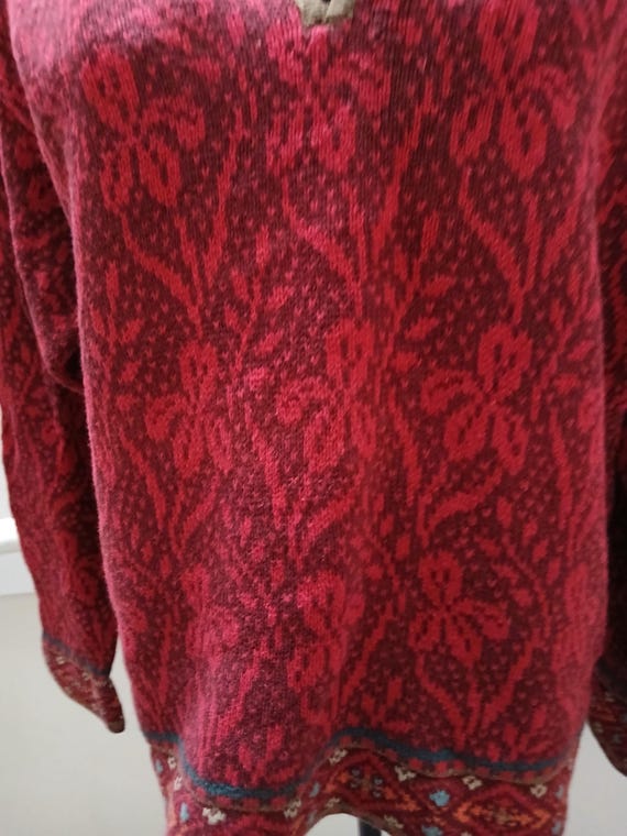 Nomadic Traders Red Patterned Vintage Knit Top | … - image 9