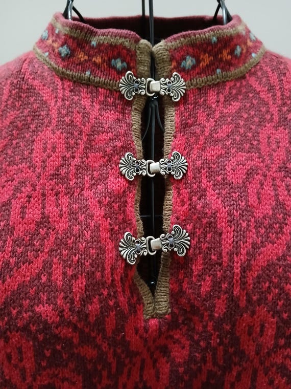 Nomadic Traders Red Patterned Vintage Knit Top | … - image 7