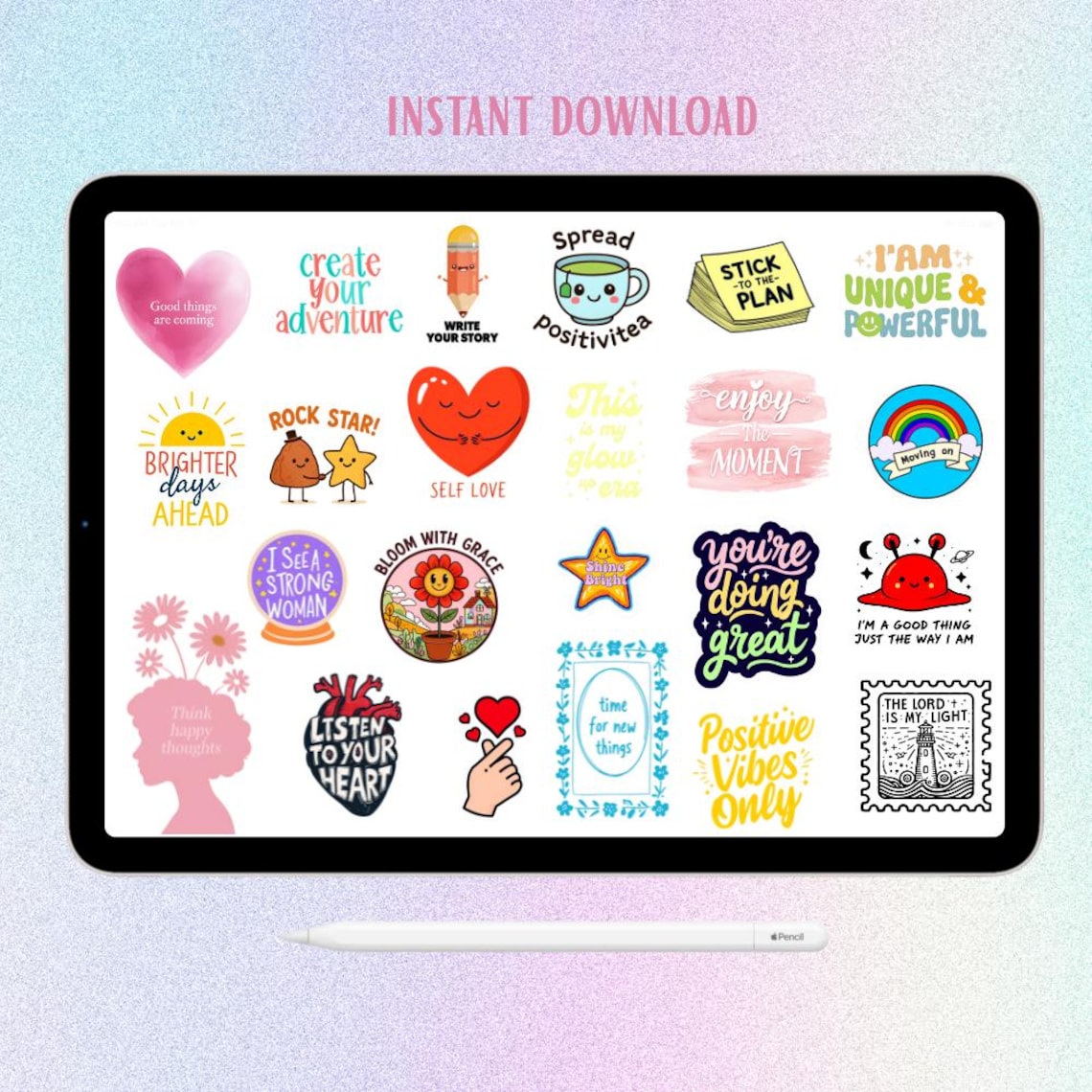 Cute Digital Stickers | Goodnotes Stickers | Positive Affirmation ...