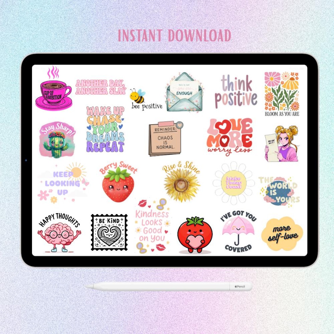 Cute Digital Stickers | Goodnotes Stickers | Positive Affirmation ...