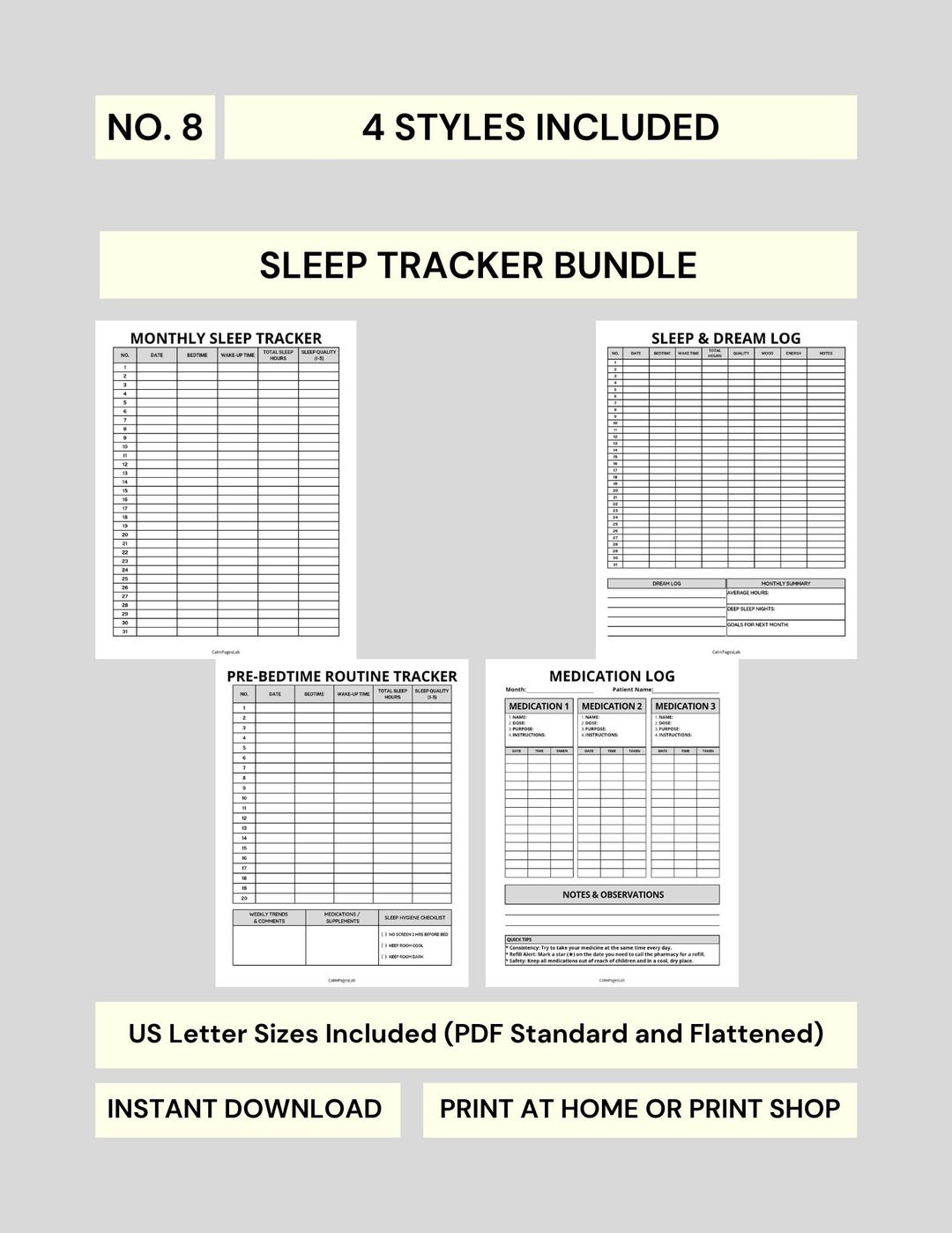 Sleep Routine Tracker Minimalist Sleep Tracker Bundle, Printable Sleep and Dream Log ...