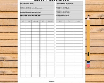Printable Blood Pressure Log, Daily Hypertension Tracker Chart, Medical Vital Signs Monitor Sheet, US Letter Size PDF, Heart Health Digital