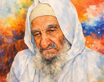 Baba Sali Wall Art Printable | Rabbi Israel Abuhatzeira Judaica Art | Sephardic Tzadik Portrait | Jewish Digital Download