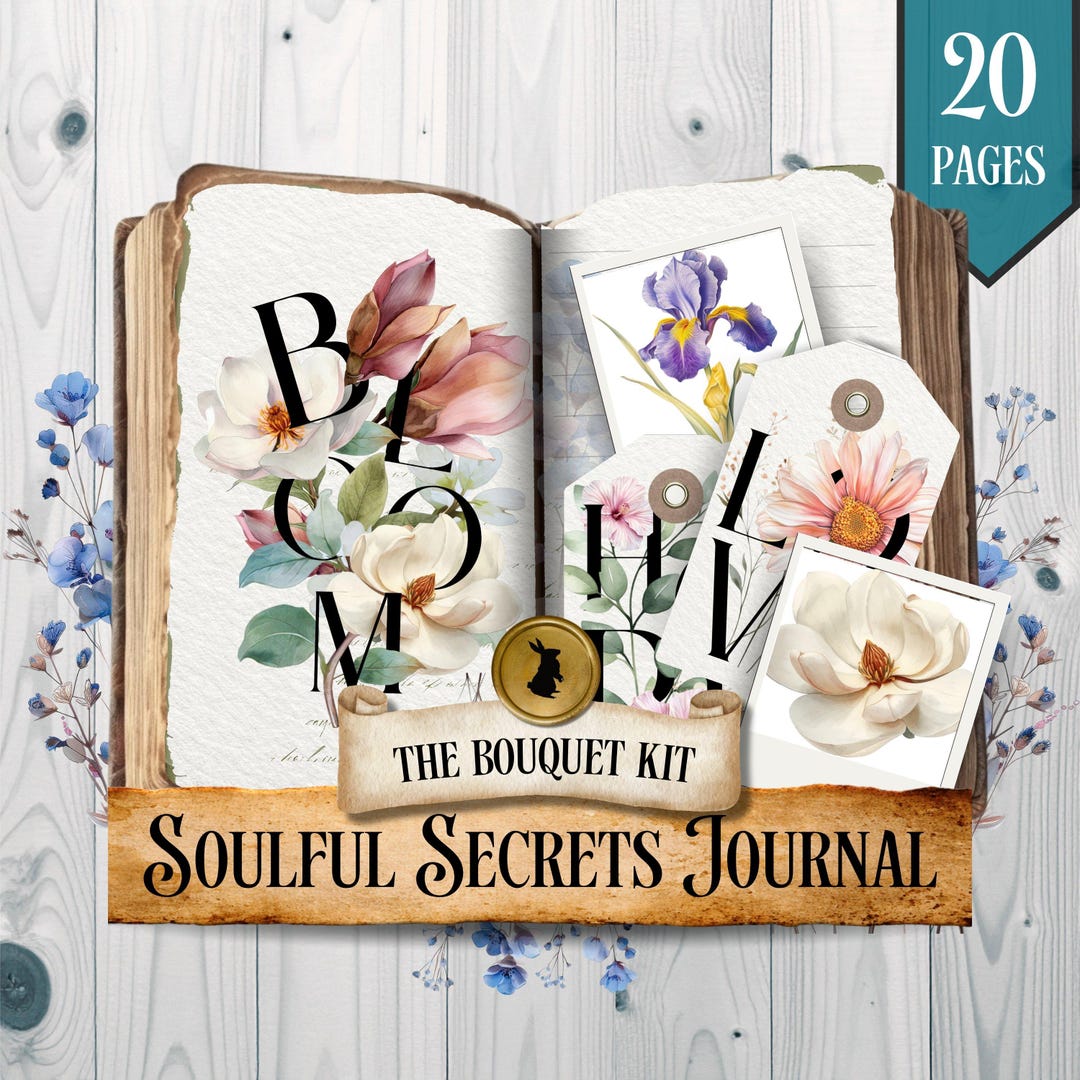 Vintage Botanical Junk Journal Kit – Printable Floral Ephemera, Mindful ...