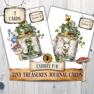 Juego de tarjetas Tiny Treasures Junk Journal 4 – Ephemera de especímenes de hadas y conejos de fantasía (descarga digital)
