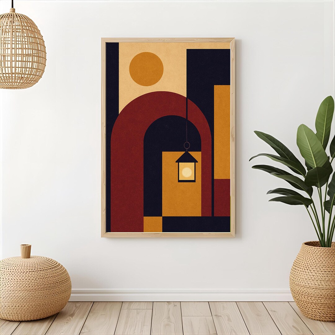 Bauhaus Abstract Geometric Print - Modernist Mid Century Wall Art ...
