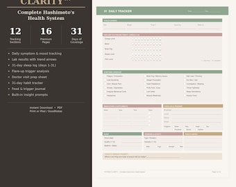 Hashimoto's Thyroid Health Journal | Complete Symptom Tracker Planner | Printable PDF | iPad GoodNotes | Instant Download