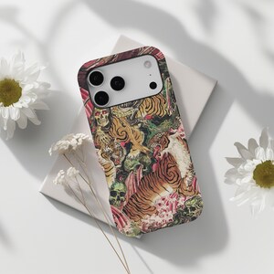Dwuwarstwowe etui na telefon inspirowane tygrysem Ukiyoe | Wytrzymałe etui w stylu vintage, do iPhone'ów 17, 16, 15, 14, 13, 12 Pro Max Series, Samsunga S30