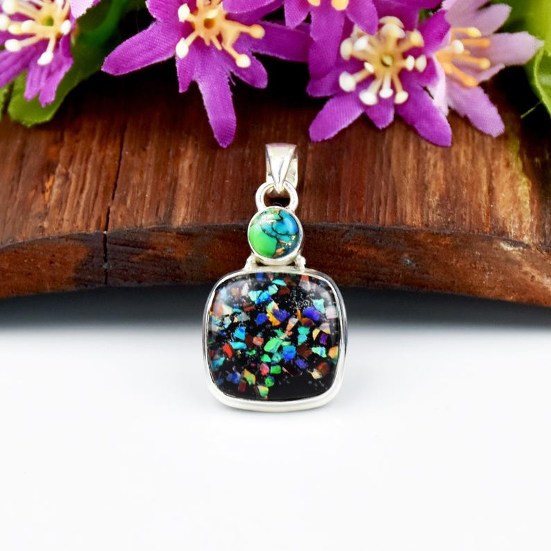 Collier Argent Sterling 925 Avec Opale éthiopienne Naturelle 9x6 Mm - Chaîne 45 Cm, Bijou Spirituel Cadeau - 10