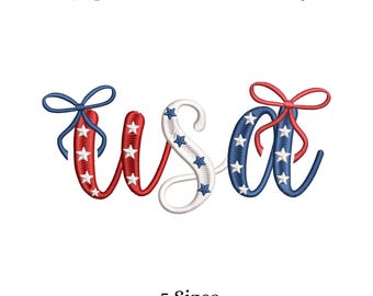 USA Coquette Broderidesign | 4 juli Patriotisk Rosett Maskinbroderifil
