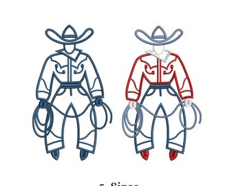 Broderidesign med vintage cowboymotiv | Set med 2 maskinbroderifiler för western rodeo