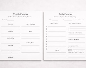 Planificador diario y semanal / Planificador minimalista imprimible