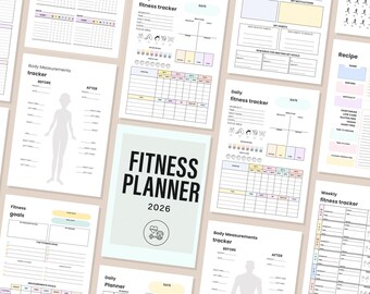 Fitness Planner Printable, Workout, Weight Loss Tracker (Digital Download)