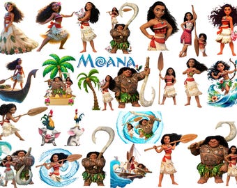 Moana-clipartbundel: Baby Moana png-afbeeldingen (digitale download), Moana-clipart, Moana-png, Moana-verjaardag, Moana-afdrukbaar, Moana-lettertype