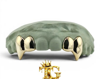 Custom 4pcs Extended Fangs Grillz: 925 Sterling Silver (Free Mold Kit)