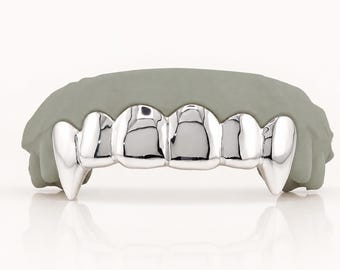 Custom Grillz | Solid | Mirror Polish | Vampire Fangs | 925 Sterling Silver