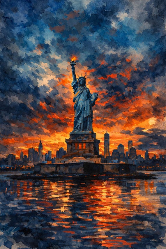 Statue of Liberty Watercolor Print - New York watercolor art print