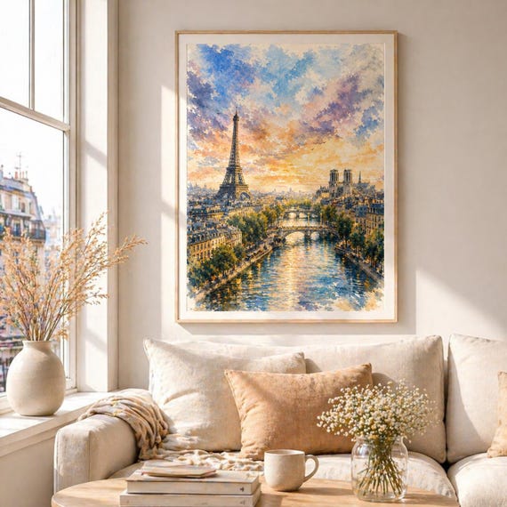 Eiffel Tower Vertical Watercolor Print - Paris watercolor art print