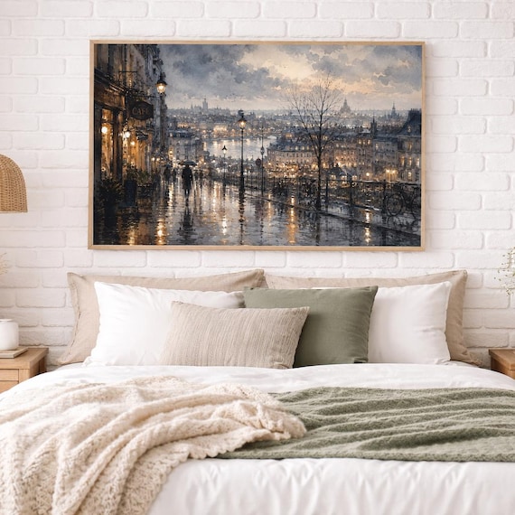 Rainy Paris Watercolor Print - Paris watercolor art print