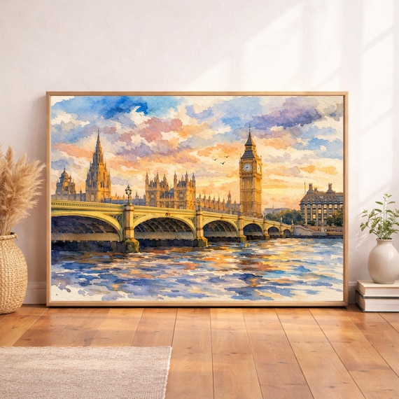 London Skyline Watercolor Print - London watercolor art print