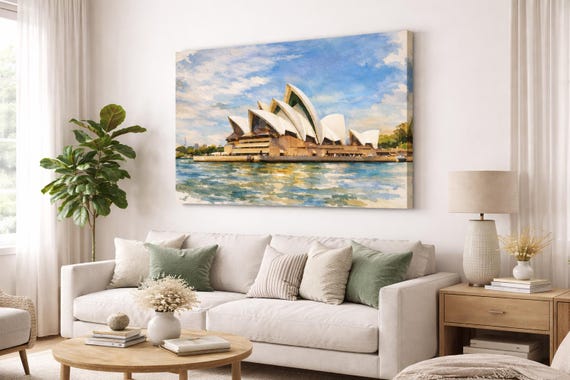 Sydney Canvas Opera House Watercolor Print - Sydney watercolor art print