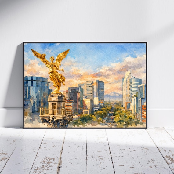 Angel of Independence Watercolor Print - Mexico City watercolor art print