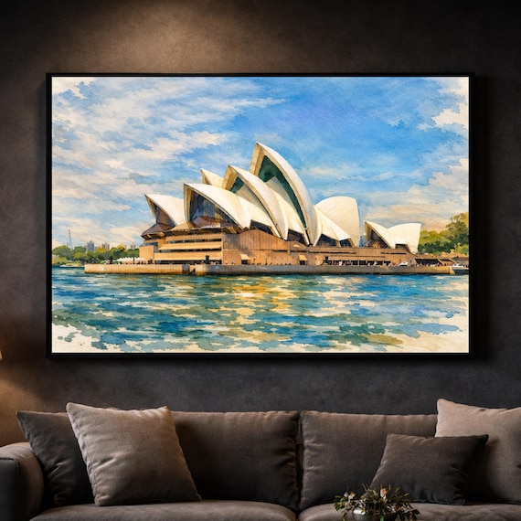 Sydney Canvas Opera House Watercolor Print - Sydney watercolor art print