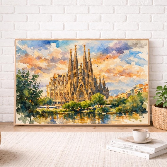 Barcelona Watercolor Print - Barcelona watercolor art print