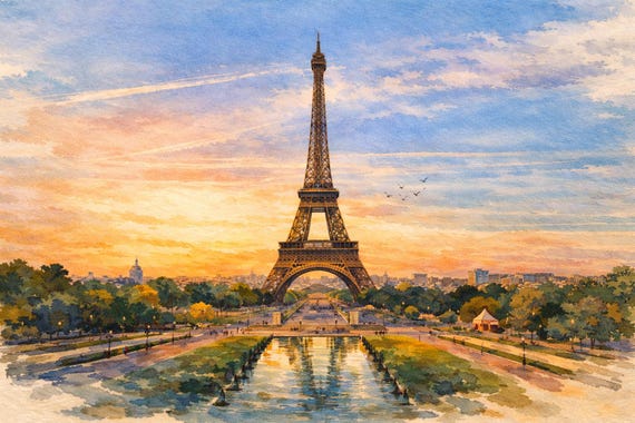 Paris Watercolor Print - Paris watercolor art print