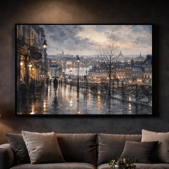 Rainy Paris Watercolor Print - Paris watercolor art print