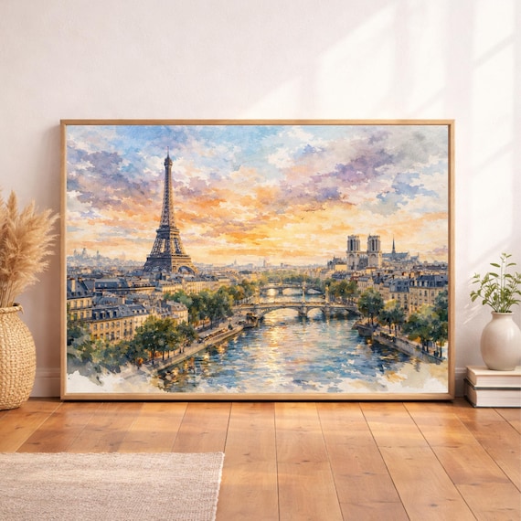 Framed Paris Watercolor Print - Paris watercolor art print, photo 1 of 20