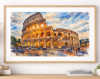 コロッセオ水彩画 ローマ イタリア アート モニュメント ポスター 旅行