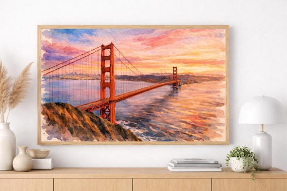 San Francisco Golden Gate Bridge Watercolor Wall Art - San Francisco watercolor art print