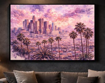 Kunstdruck Los Angeles – Aquarell-Skyline der Innenstadt von Los Angeles