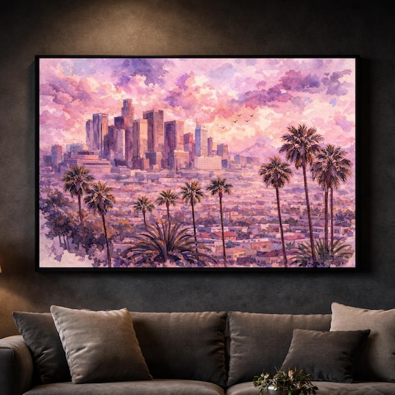 Los Angeles Sunset Watercolor Print - Los Angeles watercolor art print