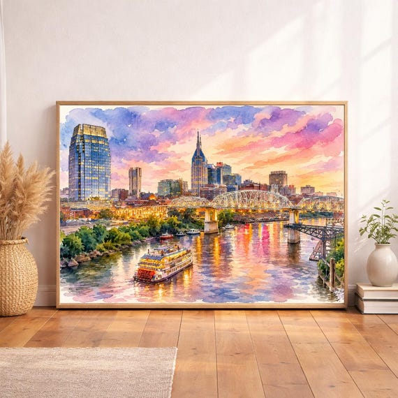 Nashville Watercolor Print - Nashville watercolor art print