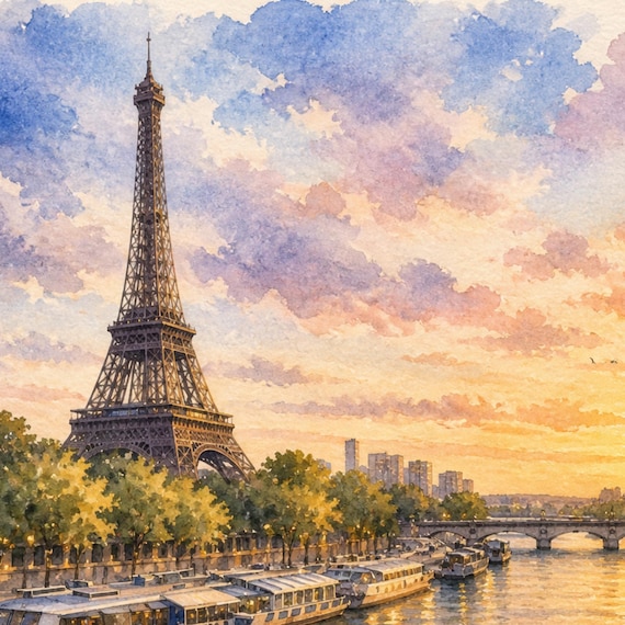 Paris Watercolor Wall Art - Paris watercolor art print