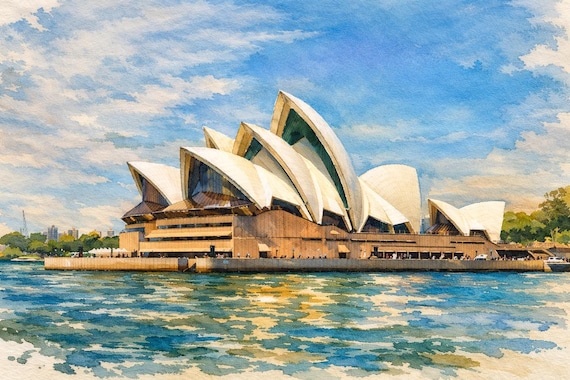 Sydney Watercolor Print - Sydney watercolor art print