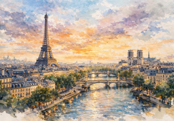 Paris Watercolor Print - Paris watercolor art print