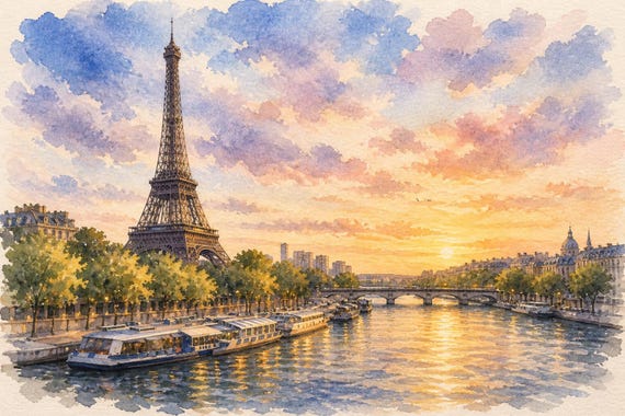 Paris Watercolor Wall Art - Paris watercolor art print