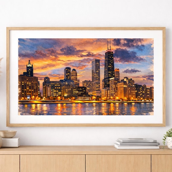 Chicago Skyline Watercolor Print - Chicago watercolor art print