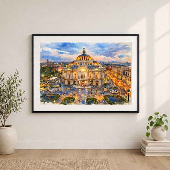Palacio de Bellas Artes Watercolor Print - Mexico City watercolor art print