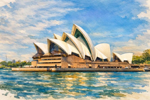 Sydney Watercolor Print - Sydney watercolor art print