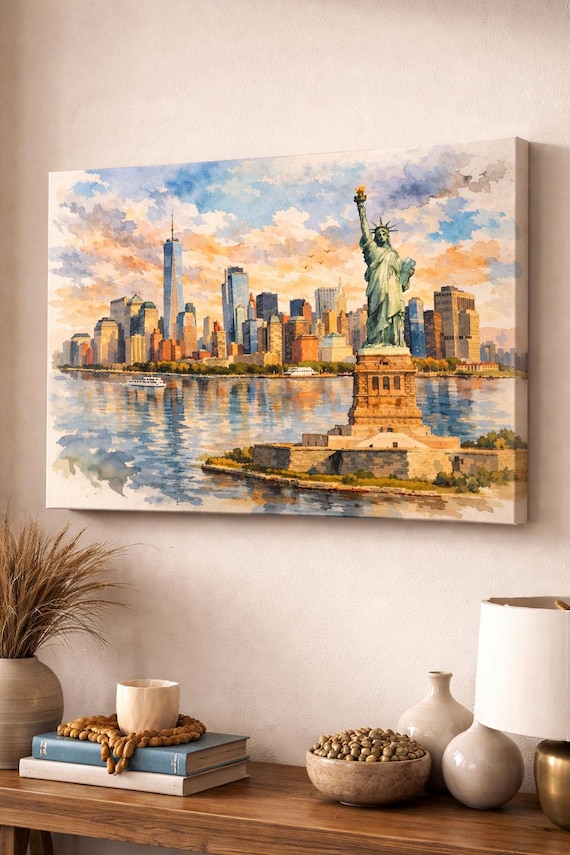 New York City Watercolor Canvas - New York watercolor art print