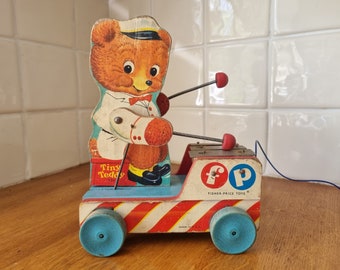 Fisher Price Tiny Teddy Pull Collectible Toy