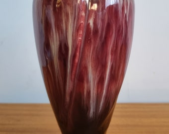 Burgundy and Gold German Pottery Vase