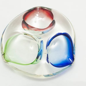 Mid Century Tricolored Glass Ashtray: 1950s Tobacciana