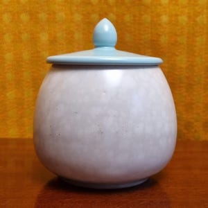 Vintage Poole Pottery Jam/Honey Pot: Ice Green & Seagull Twintone